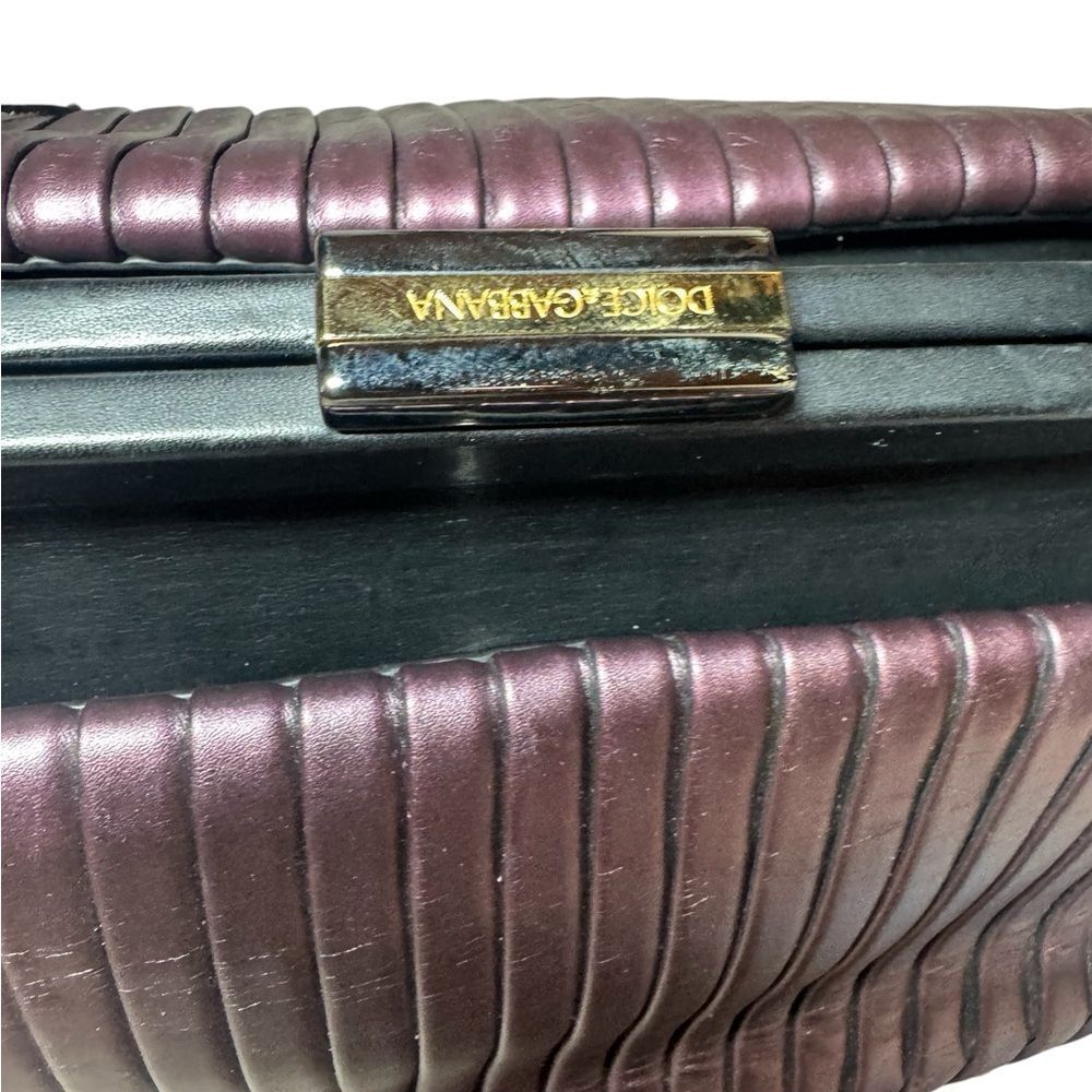 DOLCE & GABBANA Metallic Purple Pleated & Black Leather Doctor Bag Ltd Edition - Picture 4 of 16